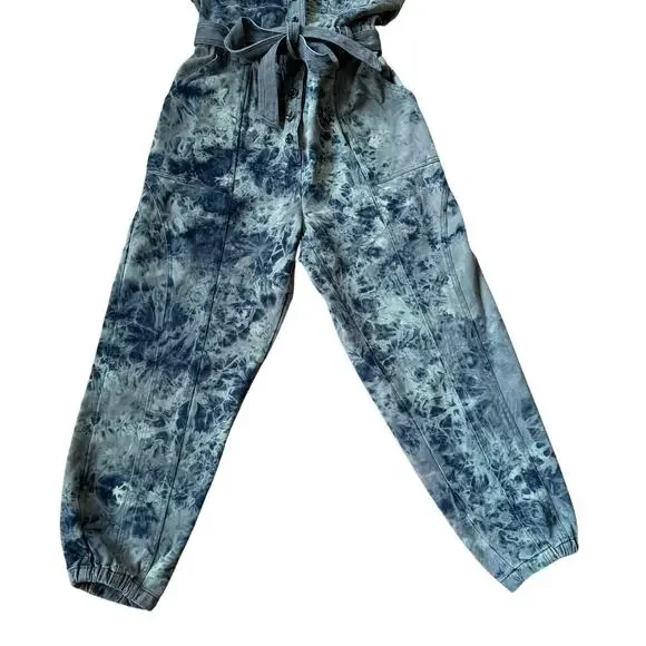 Urban Outfitters Blue Sydney Tie Dye Utility Sleeveless Jumpsuit Size Small